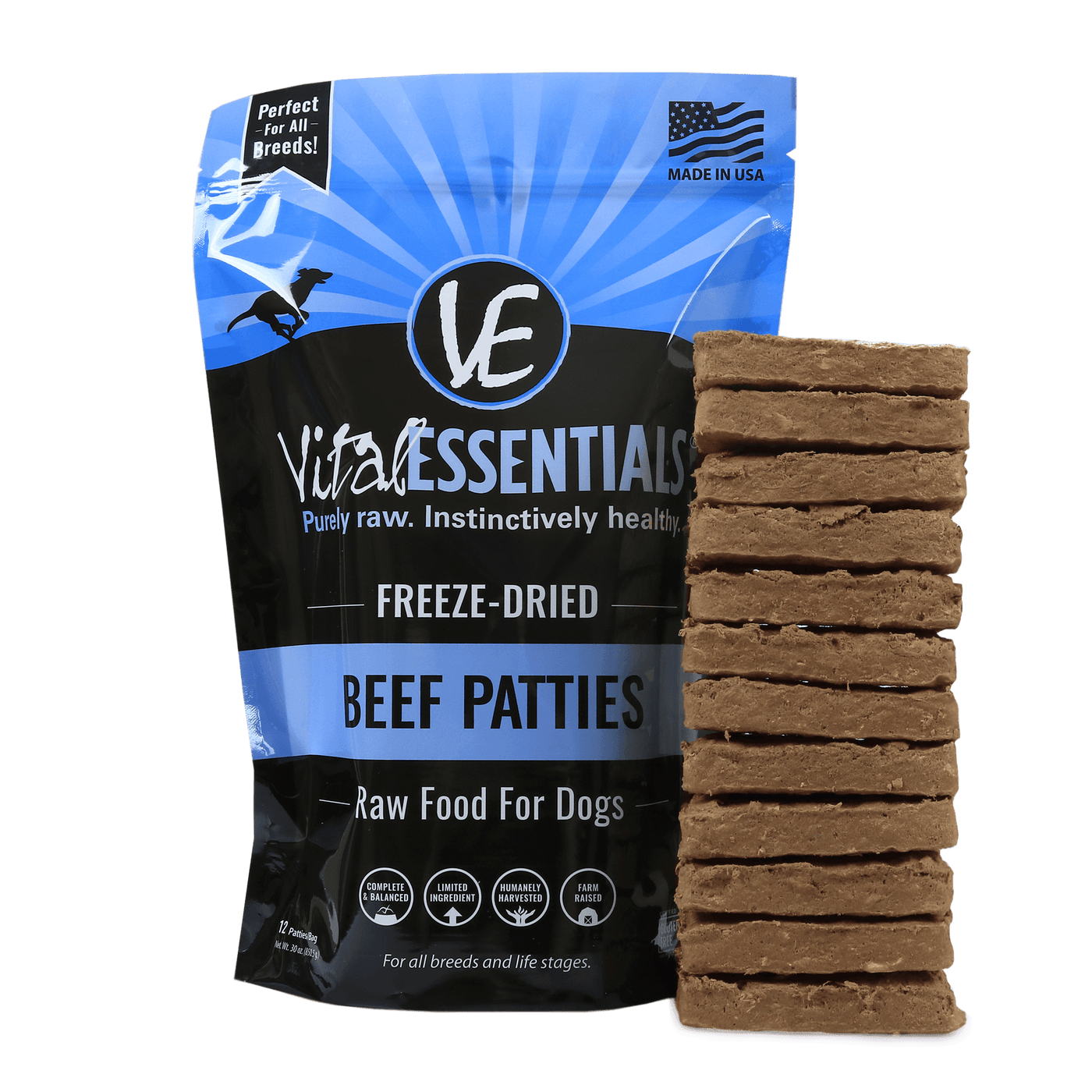 Beef Patties Freeze-Dried Grain Free Dog Food 30oz